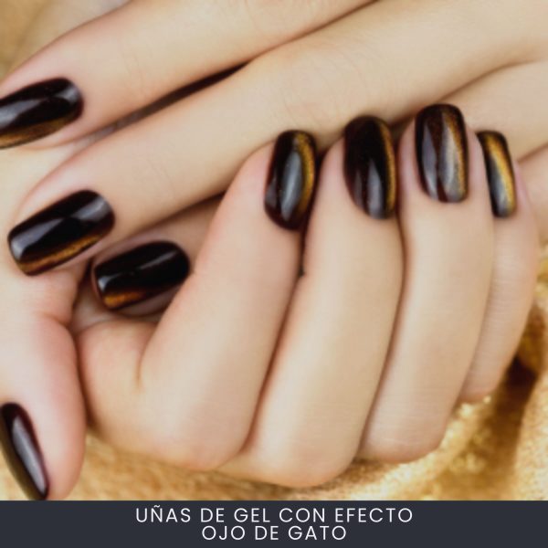 Uñas De Gel Con Efecto Ojo De Gato
